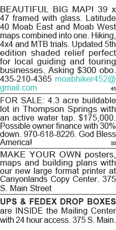 BEAUTIFUL BIG MAP  39 x 47 framed with glass  Latitude 40 Moab East and Moab West maps combined into one  Hiking, 4x4   
