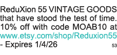 ReduXion 55 VINTAGE GOODS that have stood the test of time  10% off with code MOAB10 at www etsy com shop Reduxion55    