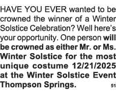HAVE YOU EVER wanted to be crowned the winner of a Winter Solstice Celebration  Well here s your opportunity  One per   