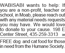WABISABI wants to help: If you are a non-profit, teacher or school, in Moab, please reach out with any material needs   