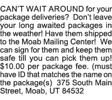 Can t wait around for your package deliveries  Don t leave your long awaited packages in the weather  Have them shipp   