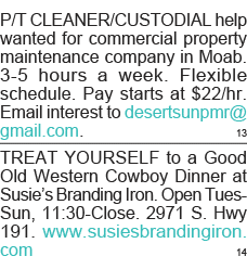 P T CLEANER CUSTODIAL help wanted for commercial property maintenance company in Moab  3-5 hours a week  Flexible sch   