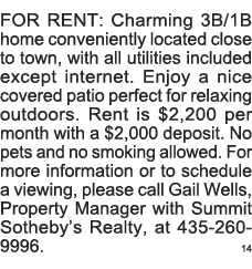 FOR RENT: Charming 3B 1B home conveniently located close to town, with all utilities included except internet  Enjoy    