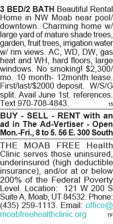3 BED 2 BATH Beautiful Rental Home in NW Moab near pool downtown  Charming home w  large yard of mature shade trees,    