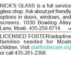 RICK S GLASS is a full service glass shop  Ask about pet friendly options in doors, windows, and screens  1030 Bowlin   