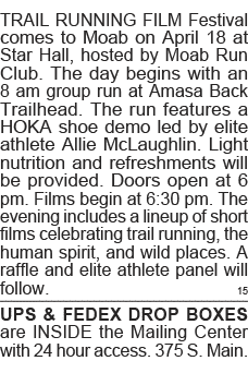 TRAIL RUNNING FILM Festival comes to Moab on April 18 at Star Hall, hosted by Moab Run Club  The day begins with an 8   