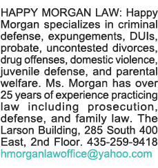 HAPPY MORGAN LAW: Happy Morgan specializes in criminal defense, expungements, DUIs, probate, uncontested divorces, dr   
