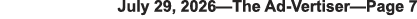 July 29, 2026â€”The Ad-Vertiserâ€”Page 7