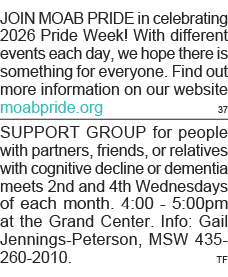 JOIN MOAB PRIDE in celebrating 2026 Pride Week  With different events each day, we hope there is something for everyo   