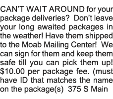 Can t wait around for your package deliveries  Don t leave your long awaited packages in the weather  Have them shipp   