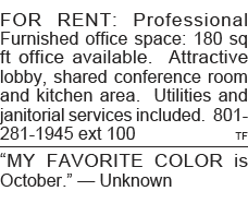 FOR RENT: Professional Furnished office space: 180 sq ft office available  Attractive lobby, shared conference room a   