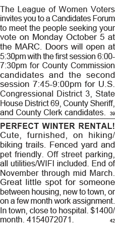 The League of Women Voters invites you to a Candidates Forum to meet the people seeking your vote on Monday October 5   